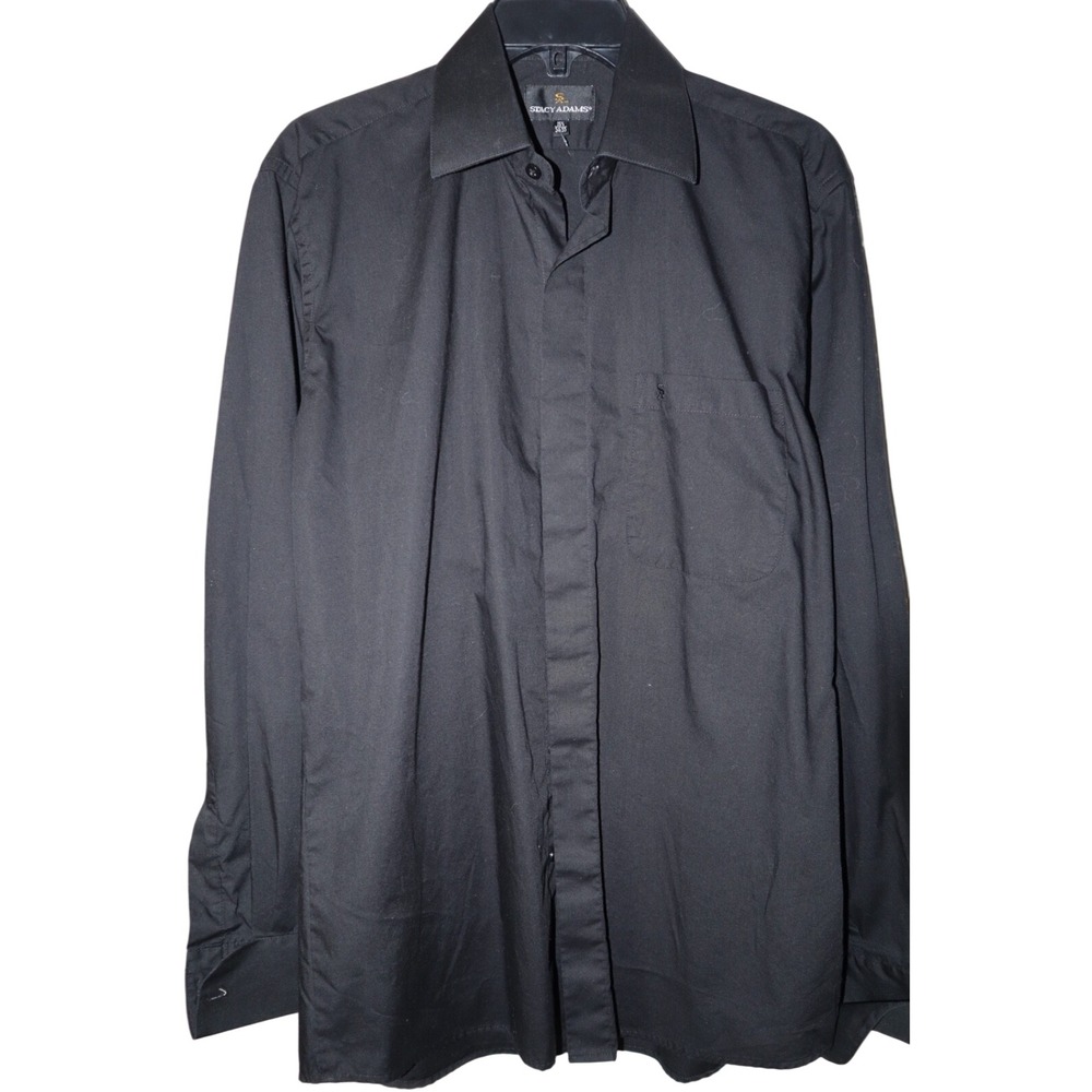 Stacy Adams Mens Button Up Shirt Black‎ Modern Fit Long Sleeve XL 15.5 34/35